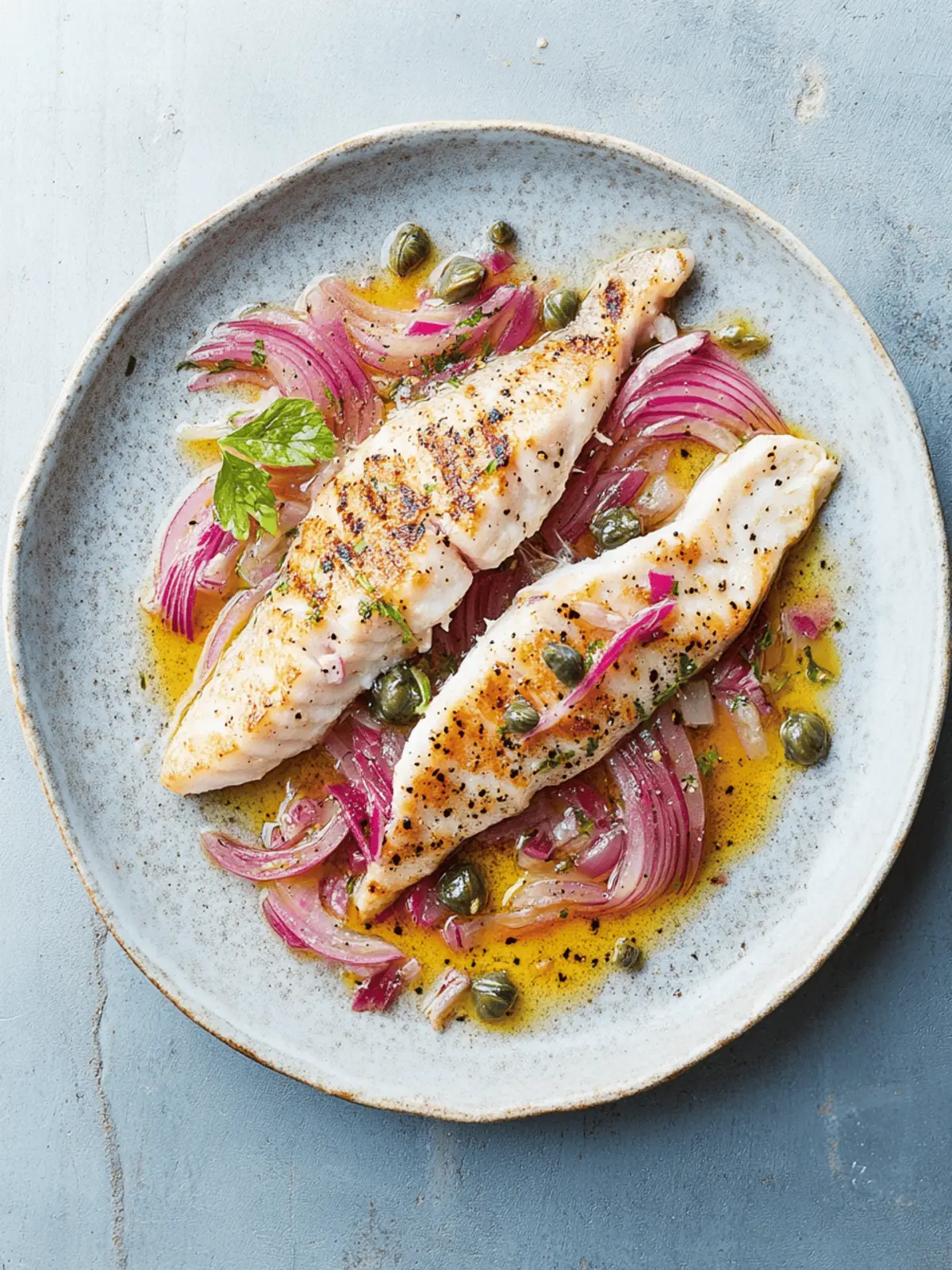 Grilled Fish with Caper and Red Onion Dressing