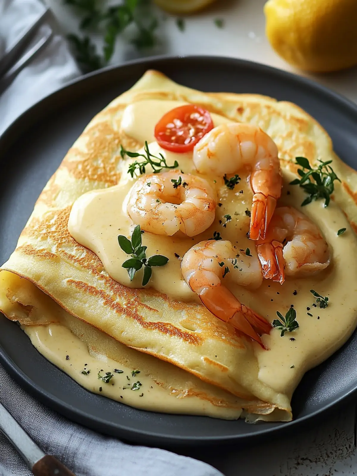 Elevate Dinner with Seafood Crepes and Creamy B chamel Sauce 3 Seafood Crepes with B chamel Sauce
