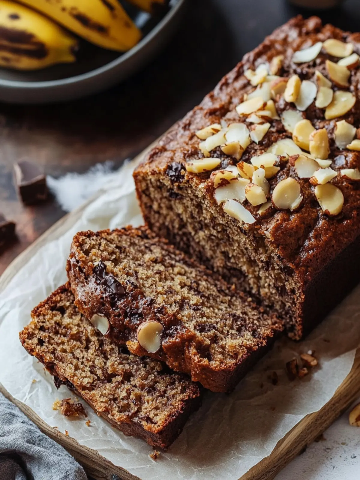 Chocolate Coconut Walnut Banana Bread