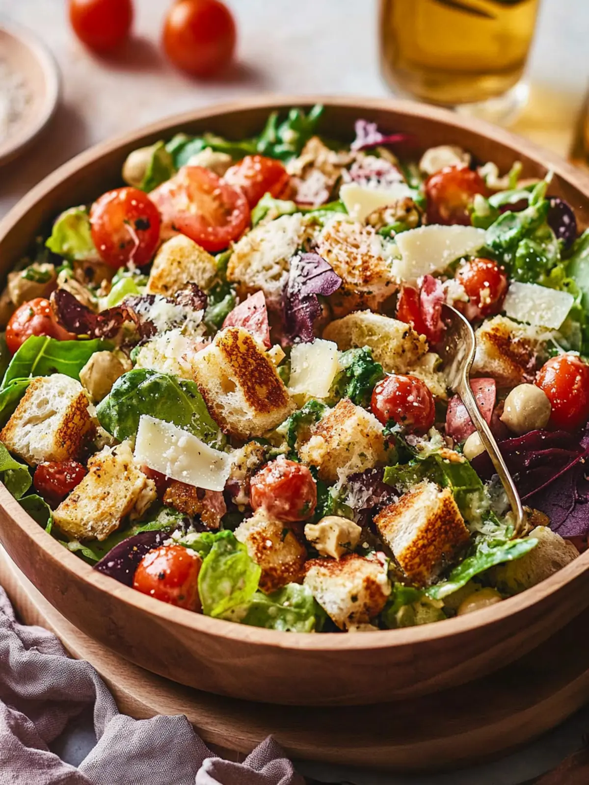 Pizza Salad with Creamy Parmesan Vinaigrette
