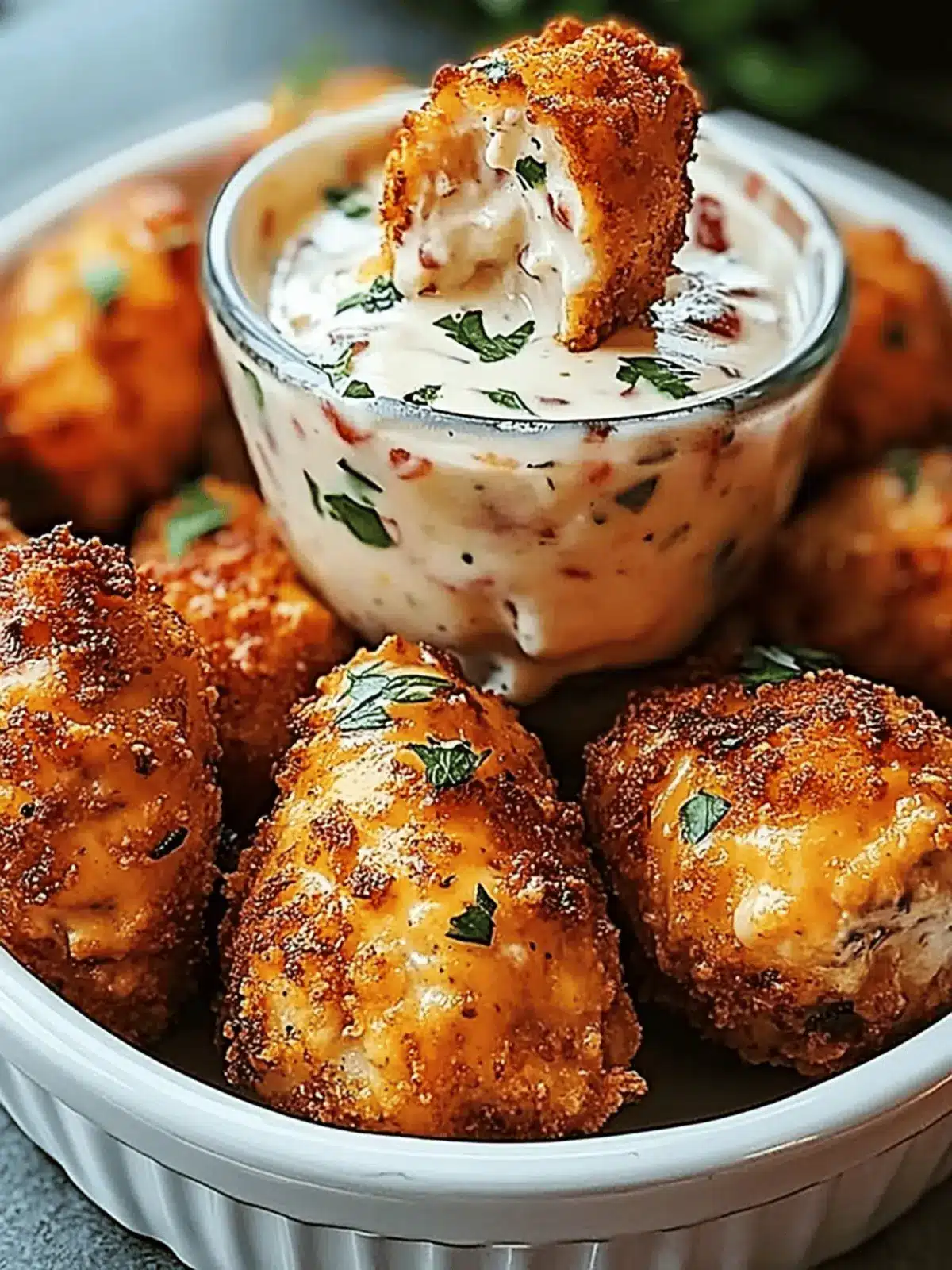 Cheesy Jalape o Ranch Chicken Poppers with a Dip You'll Love 4 Cheesy Jalape o Ranch Chicken Poppers with a Creamy Dip