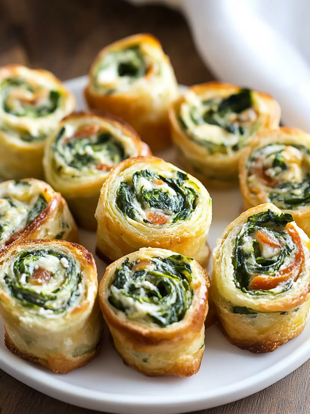 Easy Spinach Dip in Bite-Sized Pinwheels