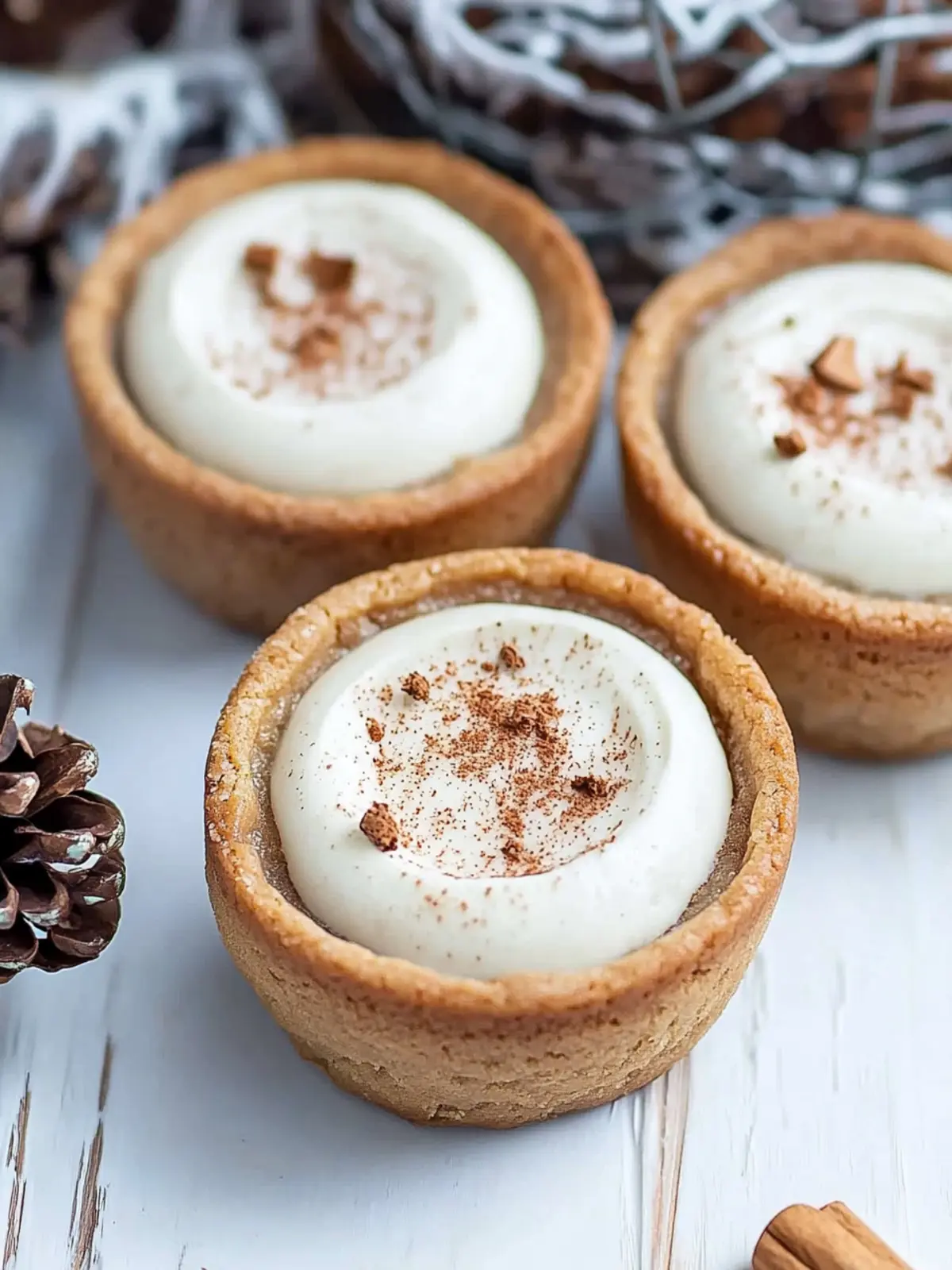 Eggnog Cheesecake Cookie Cups