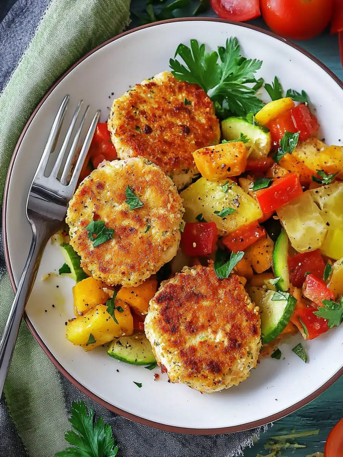 Baked Chicken Patties/Kotletki and Veggies