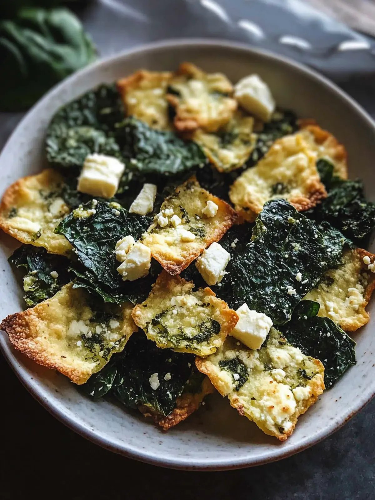 Mediterranean Spinach and Feta Cheese Crisps