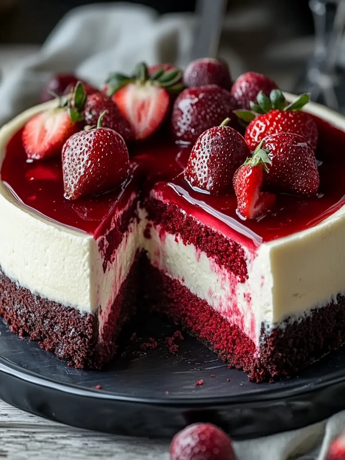 Red Velvet Strawberry Cheesecake