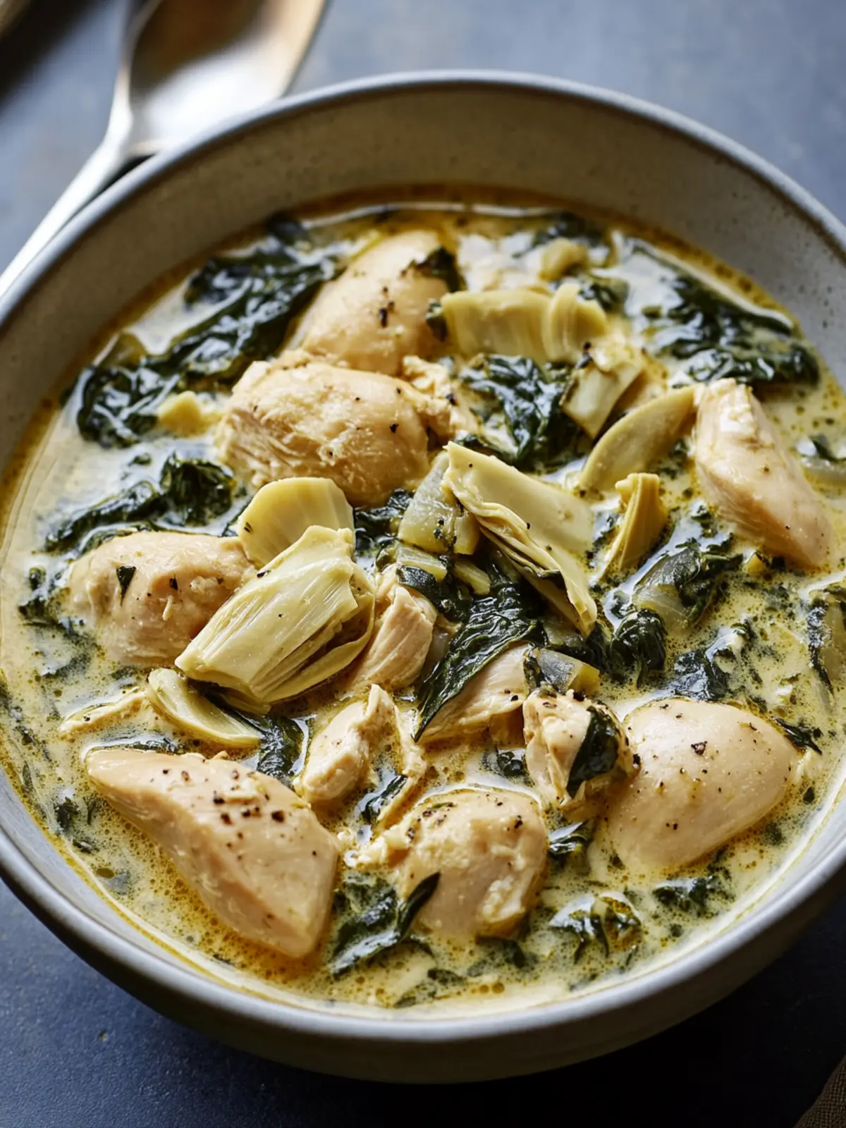Creamy Spinach-Artichoke Chicken Stew