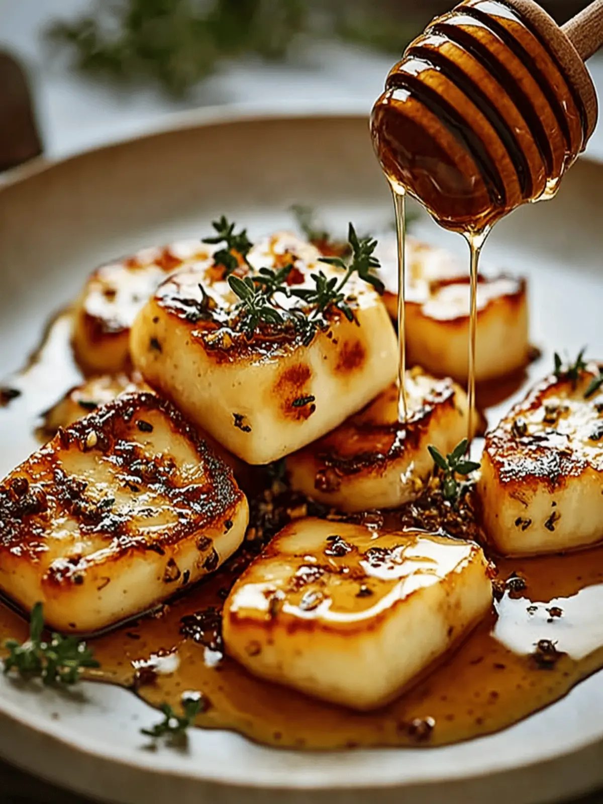 Golden Halloumi with Honey & Thyme
