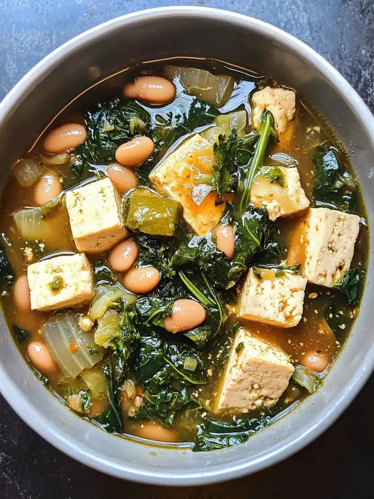 One Pot Brothy Butter Beans Tofu With Greens
