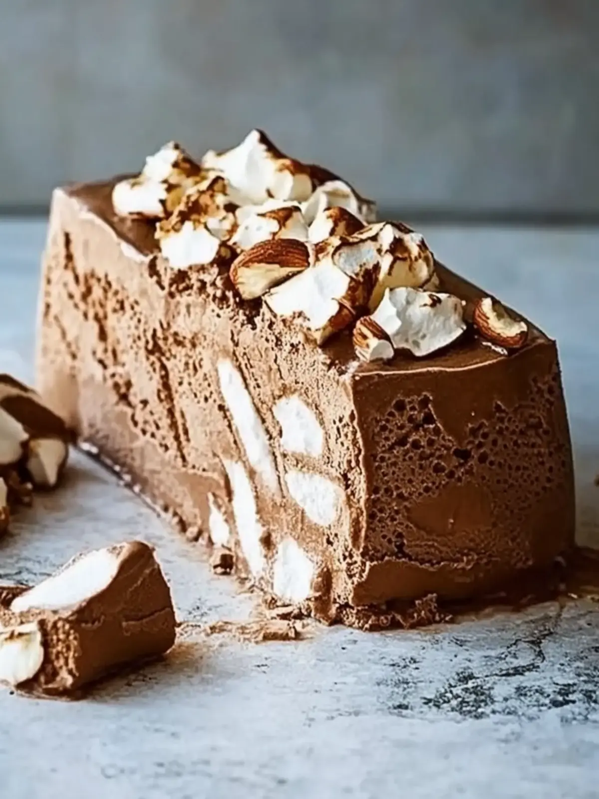 Chocolate and hazelnut meringue semifreddo
