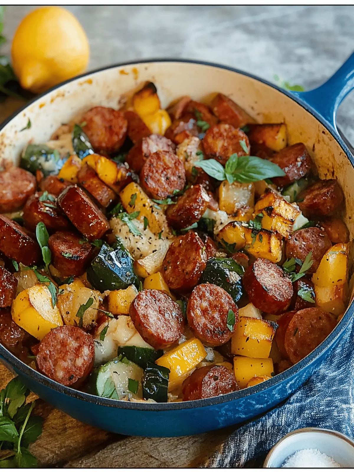 Savor Summer Nights with Andouille Sausage Skillet Delight 2 Summer Sausage Skillet with Andouille Sausage