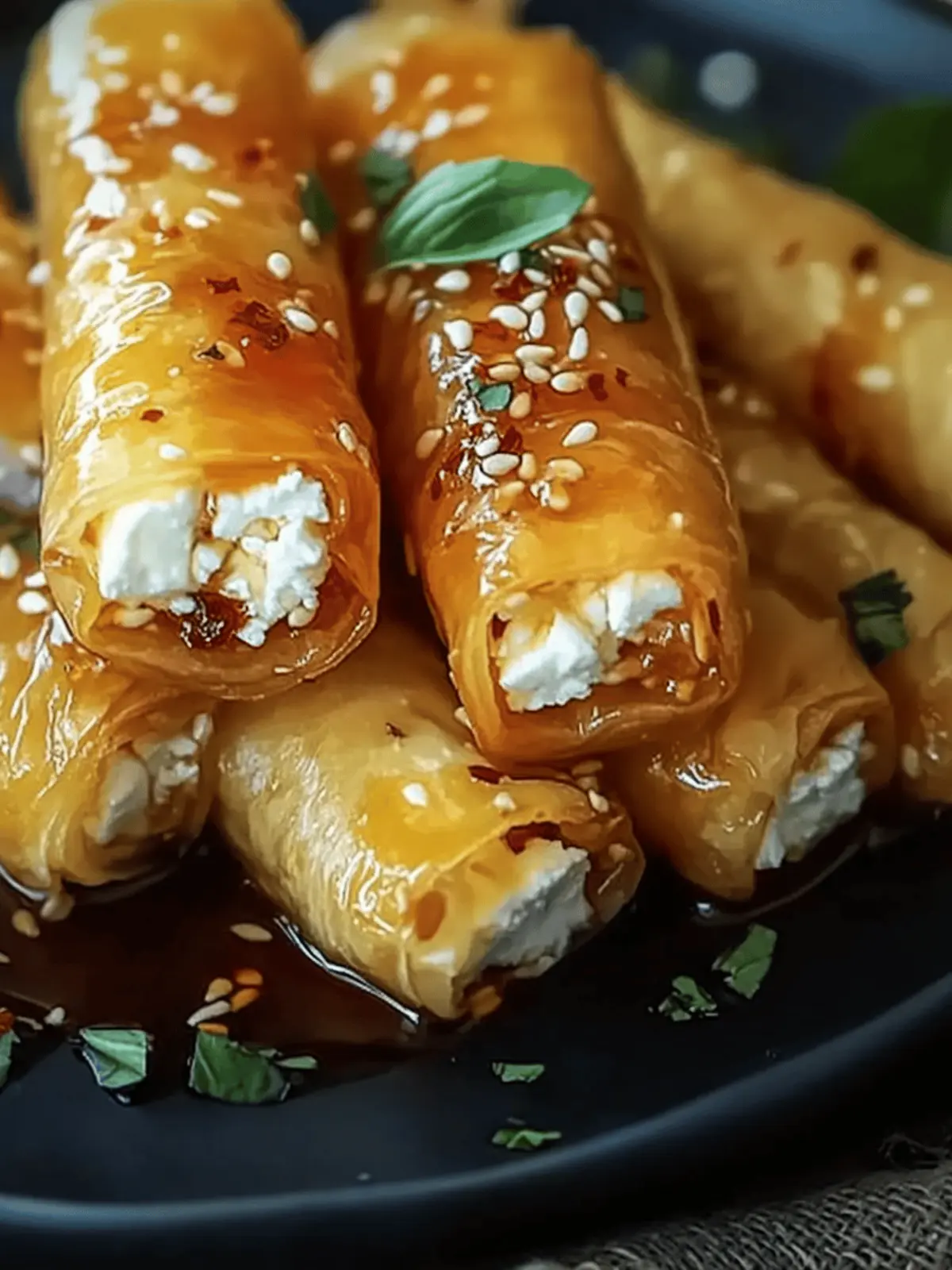 Oven Fried Feta Rolls with Chili Honey