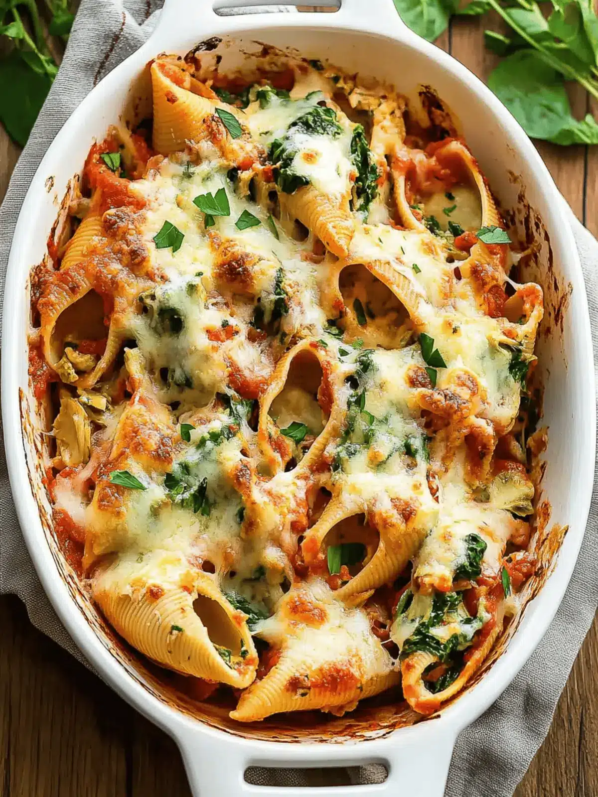 Chicken Spinach Artichoke Stuffed Shells