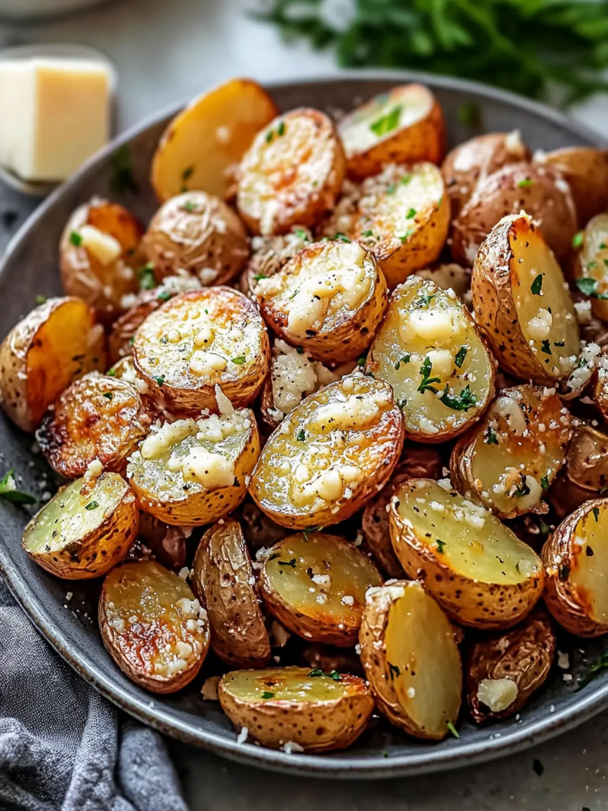 Roasted Garlic Butter Parmesan Potatoes