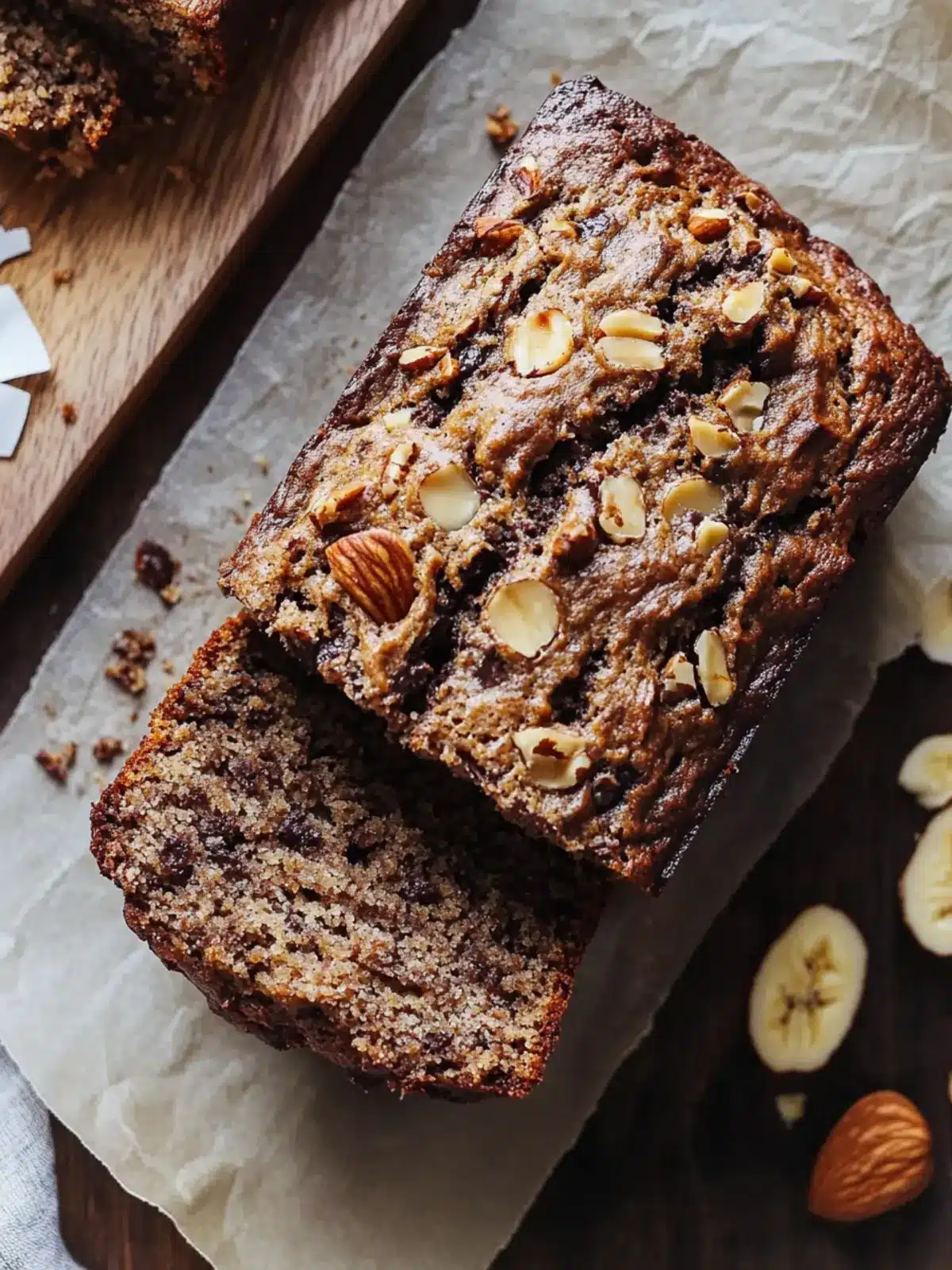 Chocolate Coconut Walnut Banana Bread