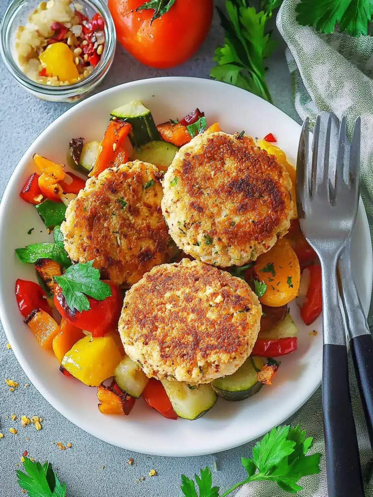 Baked Chicken Patties/Kotletki and Veggies