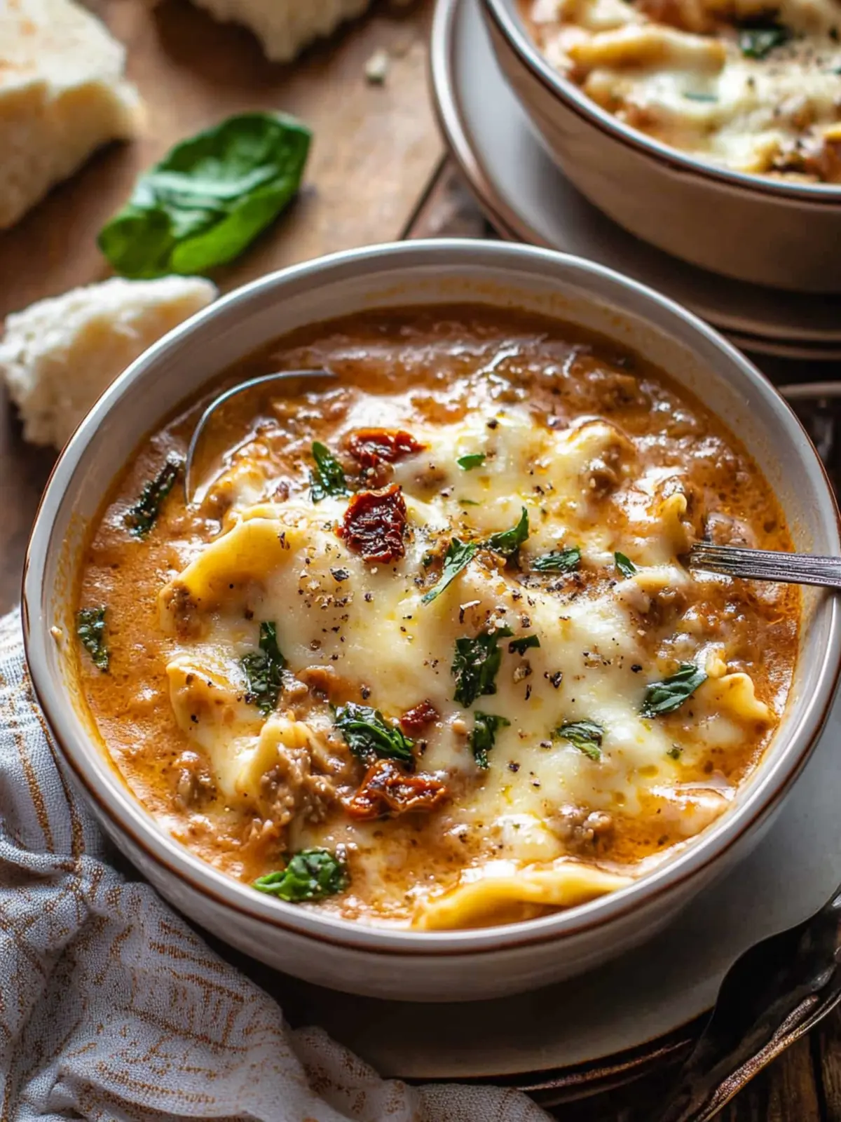 Crockpot Creamy Sun-Dried Tomato Lasagna Soup