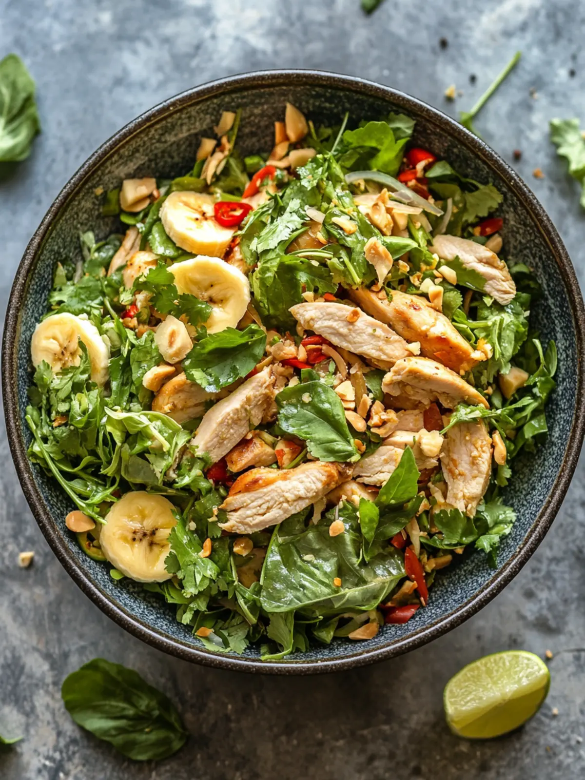 Thai-Style Spicy Chicken, Banana Blossom, and Herb Salad