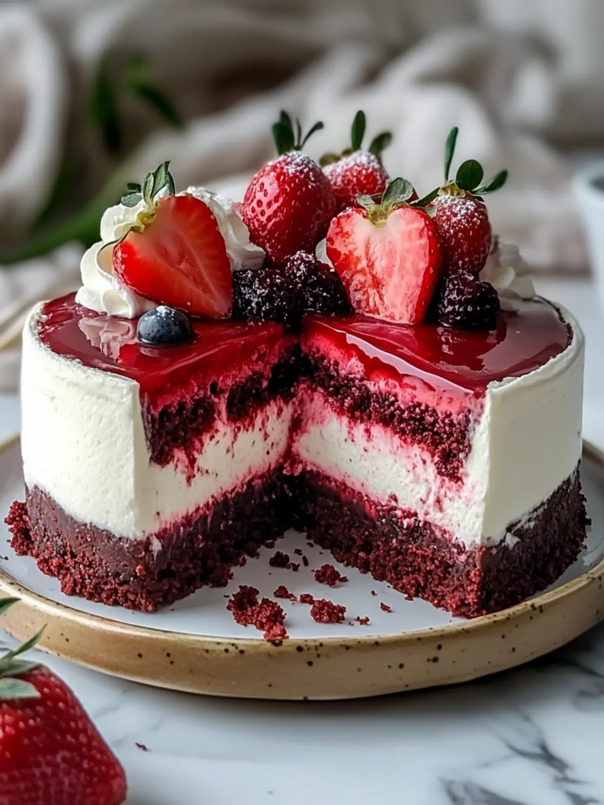 Red Velvet Strawberry Cheesecake