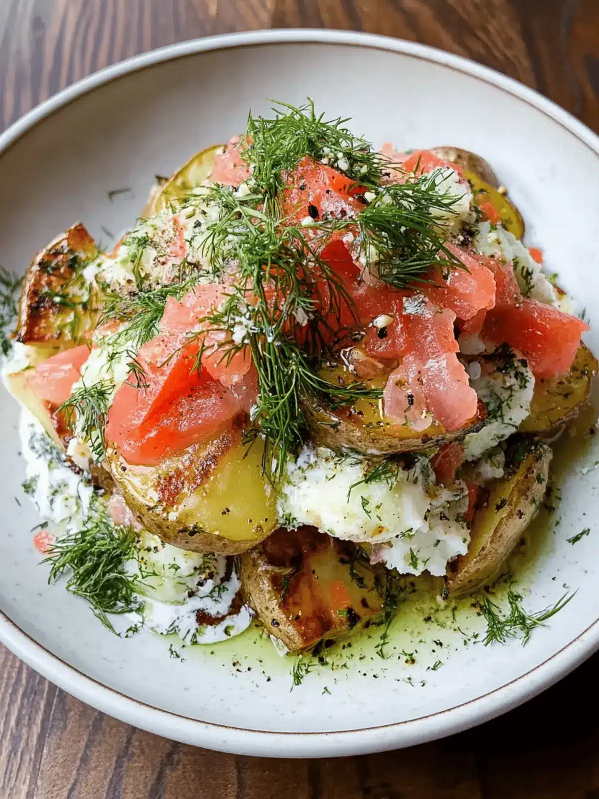 Smashed Potato Salad with Dill Vinaigrette: Crazy Delicious Twist 4 Smashed Potato Salad with Dill Vinaigrette