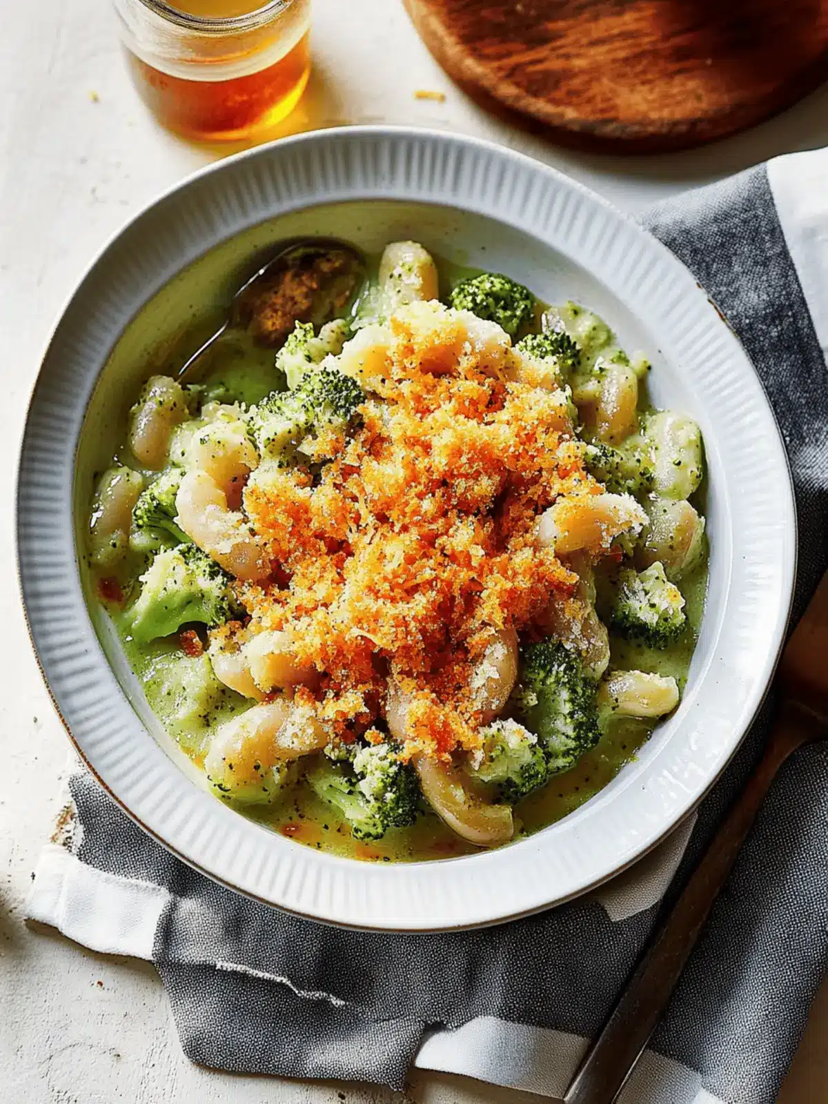 Broccoli Cheddar Beans with Crispy Cheddar Panko Recipe
