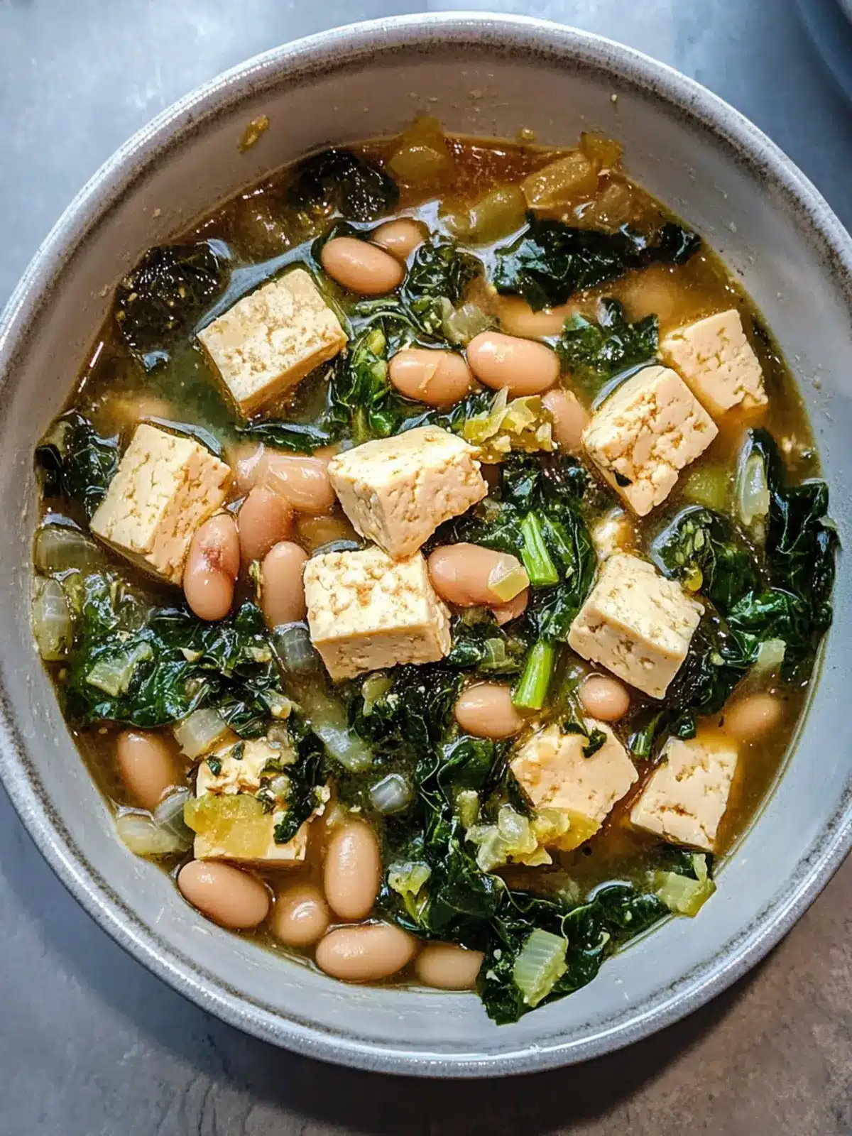 One Pot Brothy Butter Beans Tofu With Greens