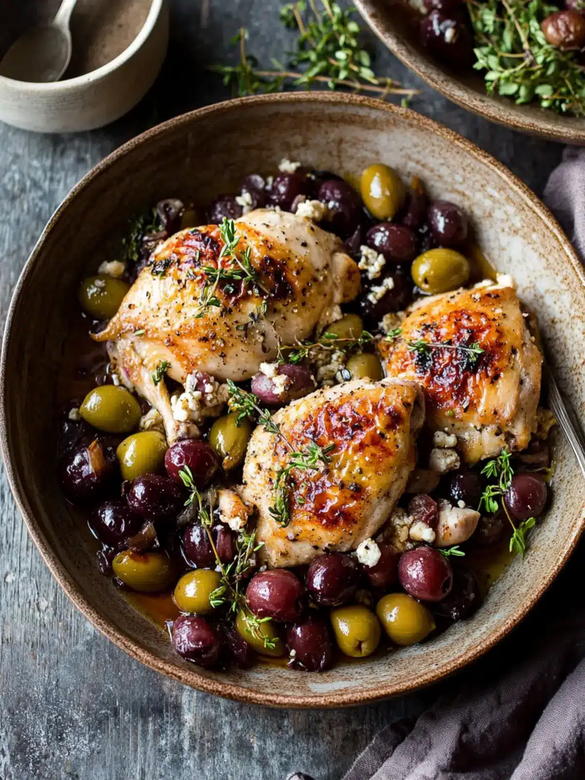 Pan-Roasted Chicken with Grapes & Olives