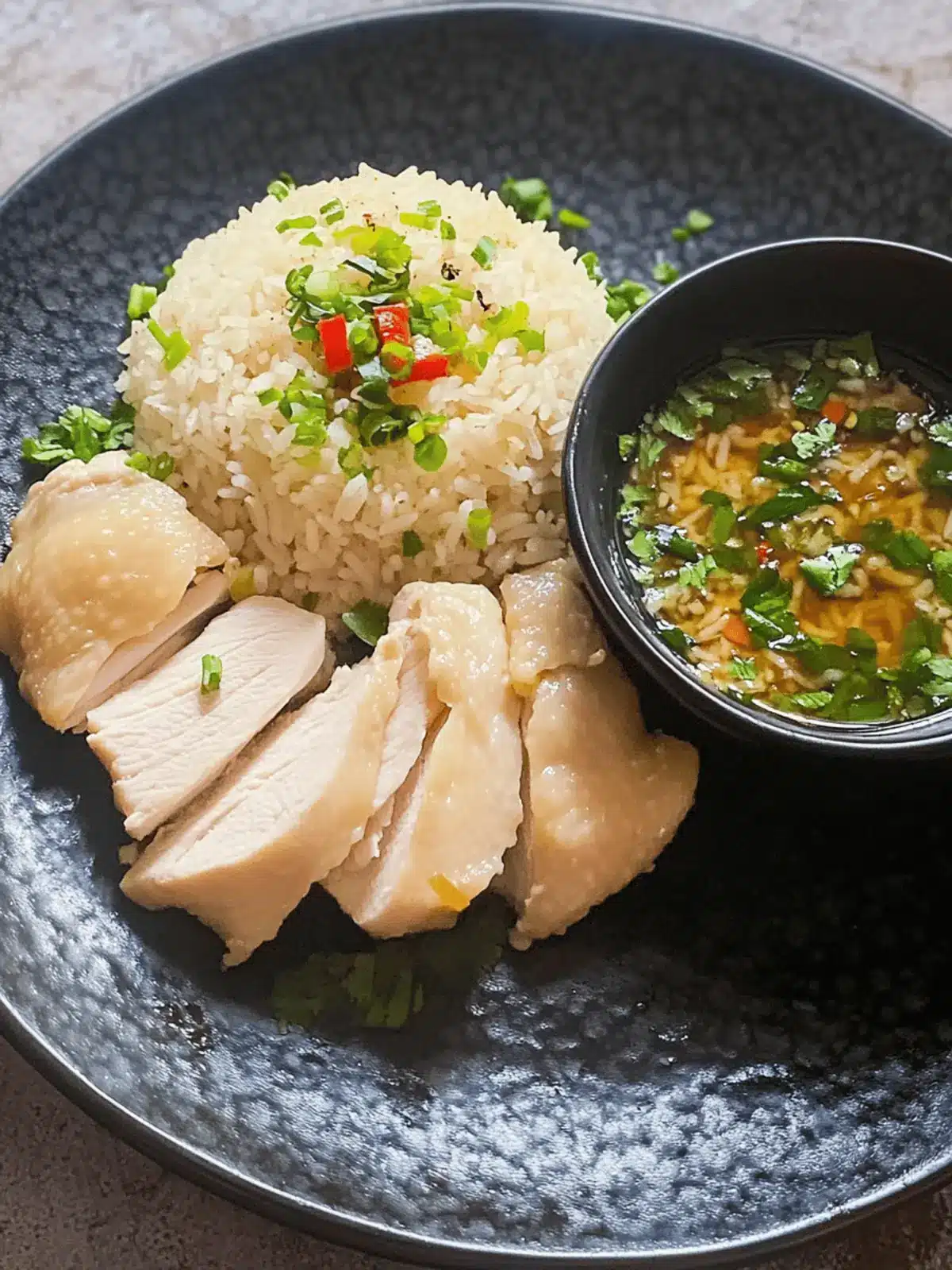 Hainanese Chicken Rice with Chicken Thighs