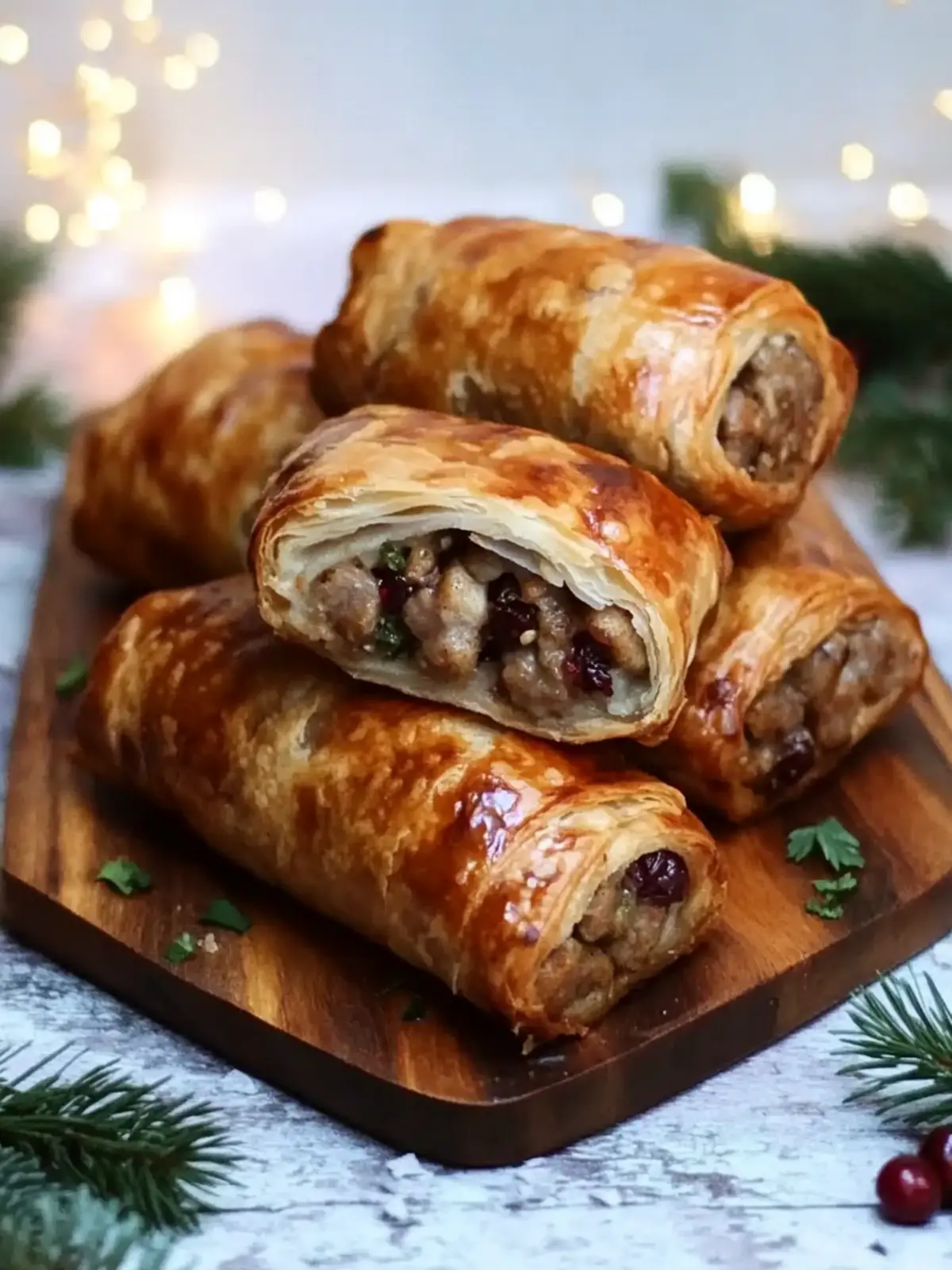 Christmas Sausage Rolls with Cranberry and Herbs