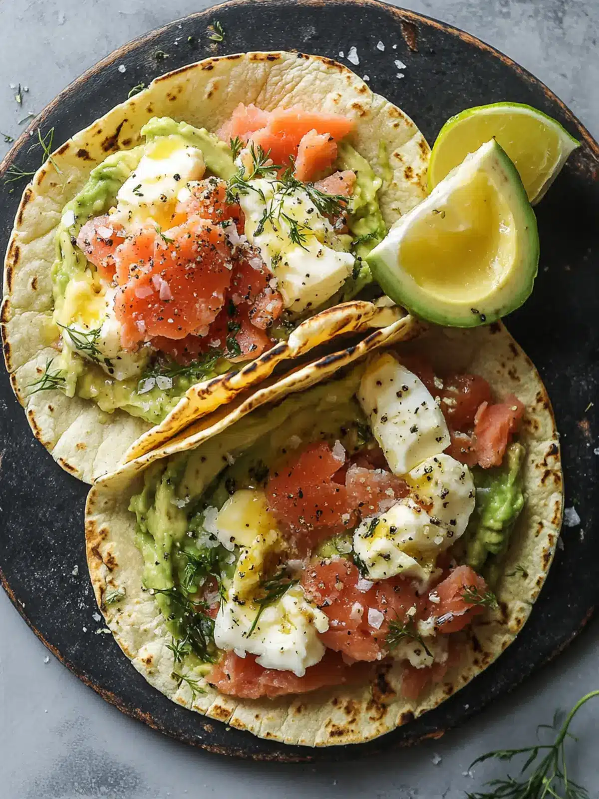 Smashed Avocado & Lox Breakfast Tacos