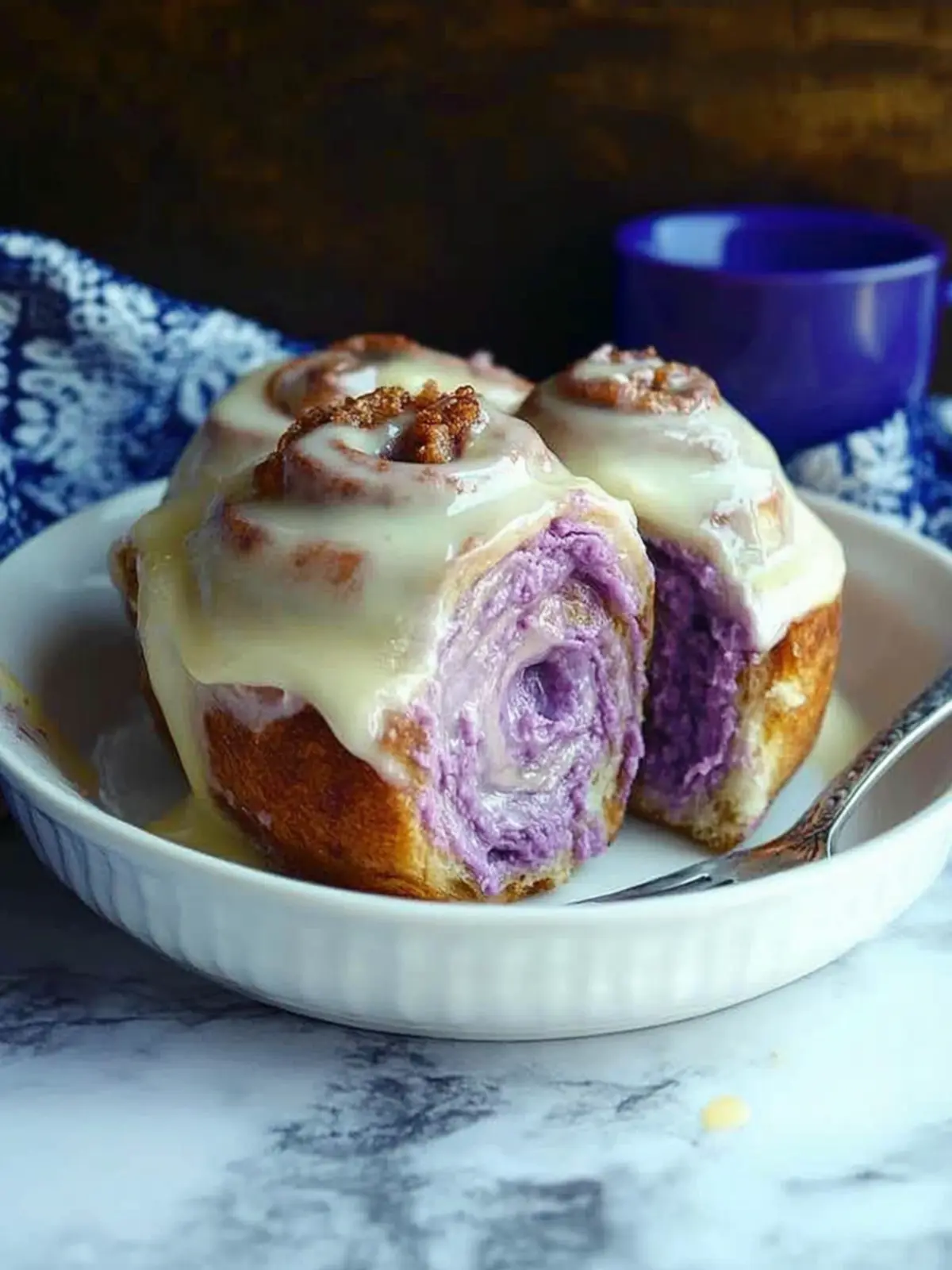 Fluffy and Soft Ube Cinnamon Rolls from Scratch