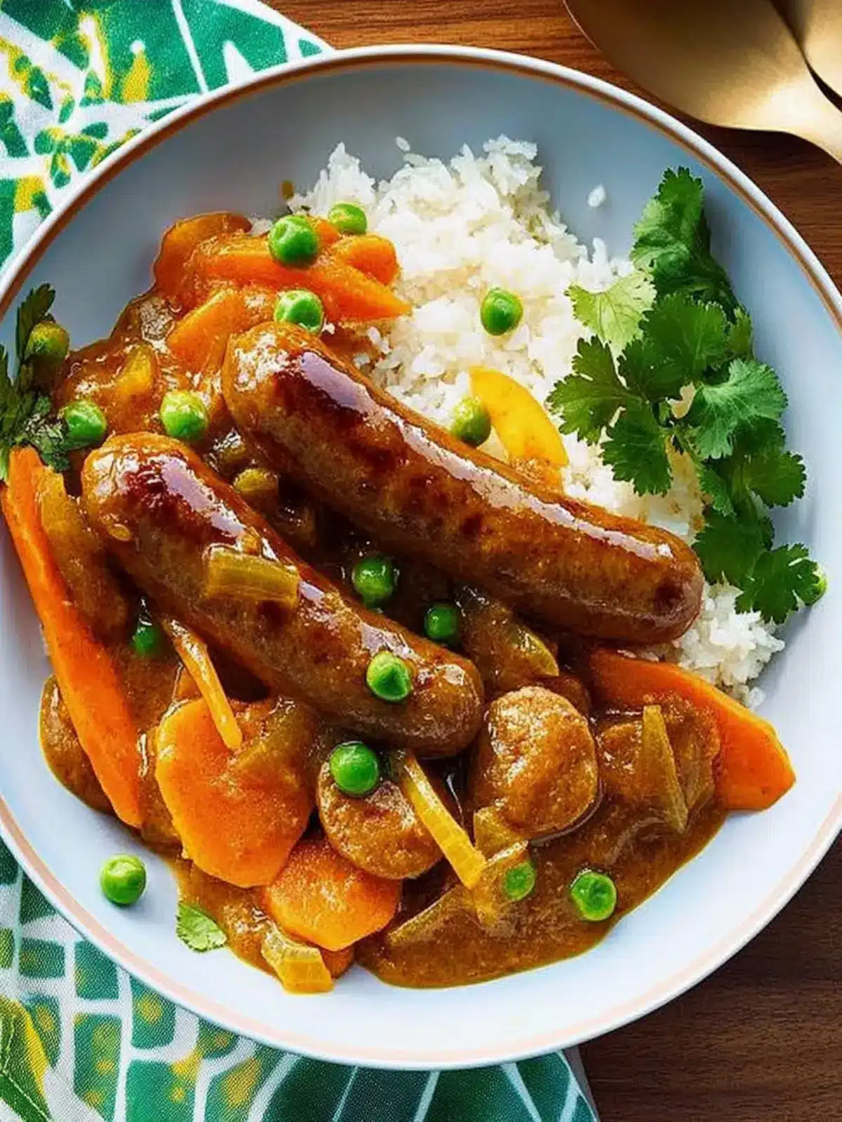 Curried sausages