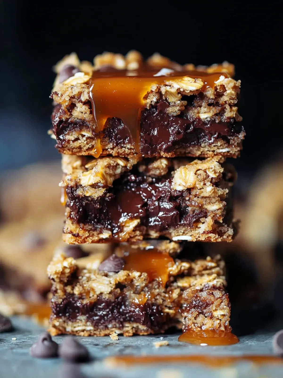 Salted Caramel Chocolate Chip Oat Cookie Bars