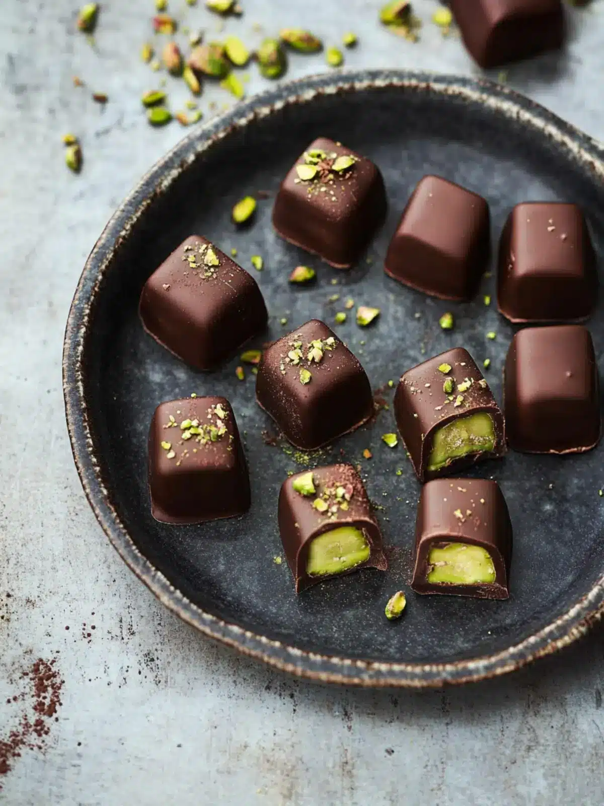 Dark Chocolate Pistachio Pralines