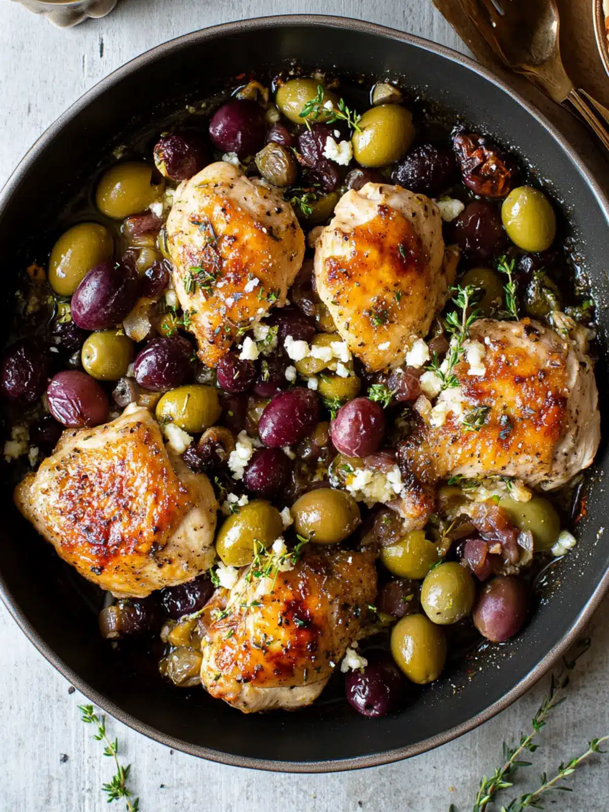 Pan-Roasted Chicken with Grapes & Olives