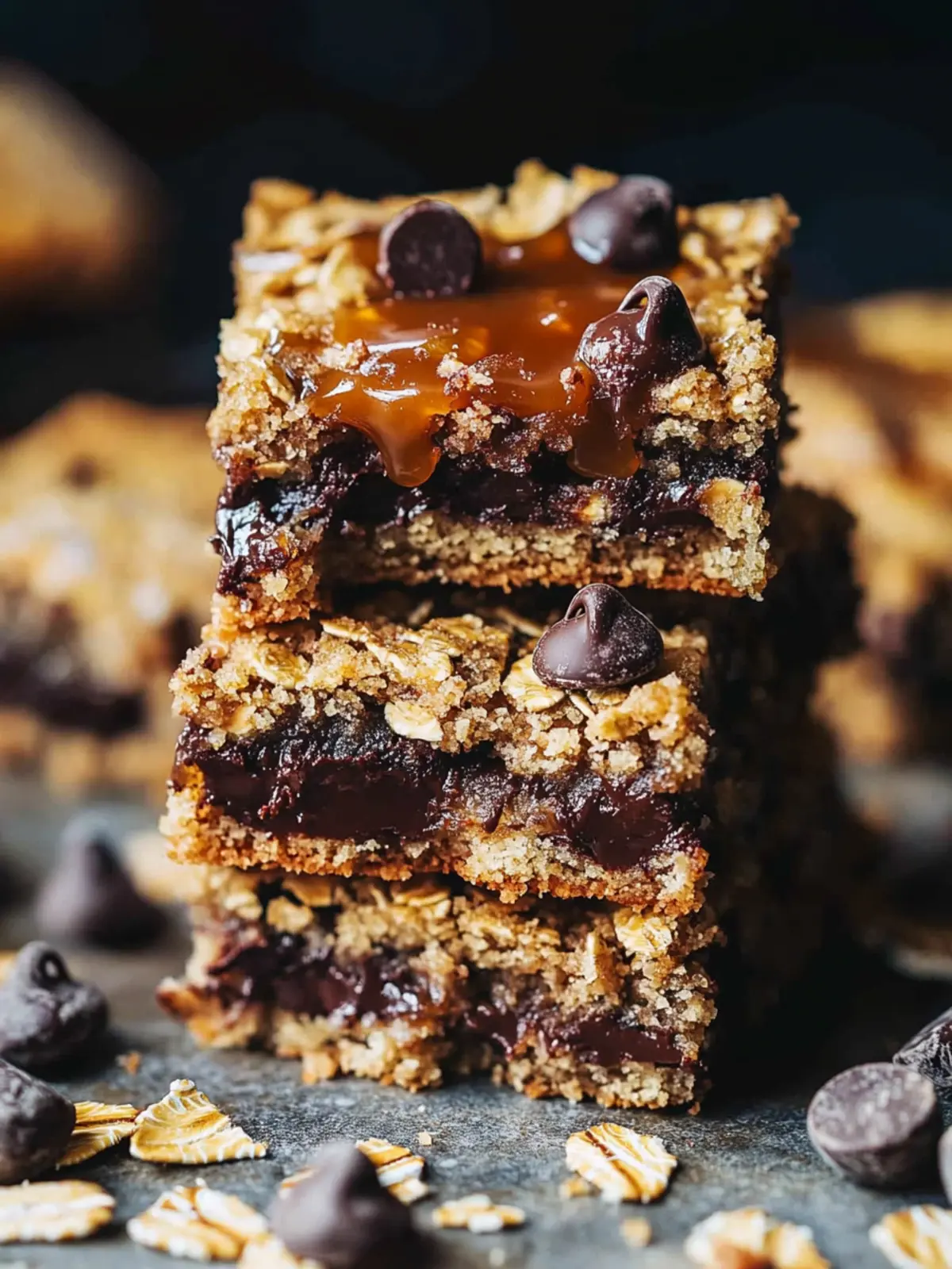Salted Caramel Chocolate Chip Oat Cookie Bars