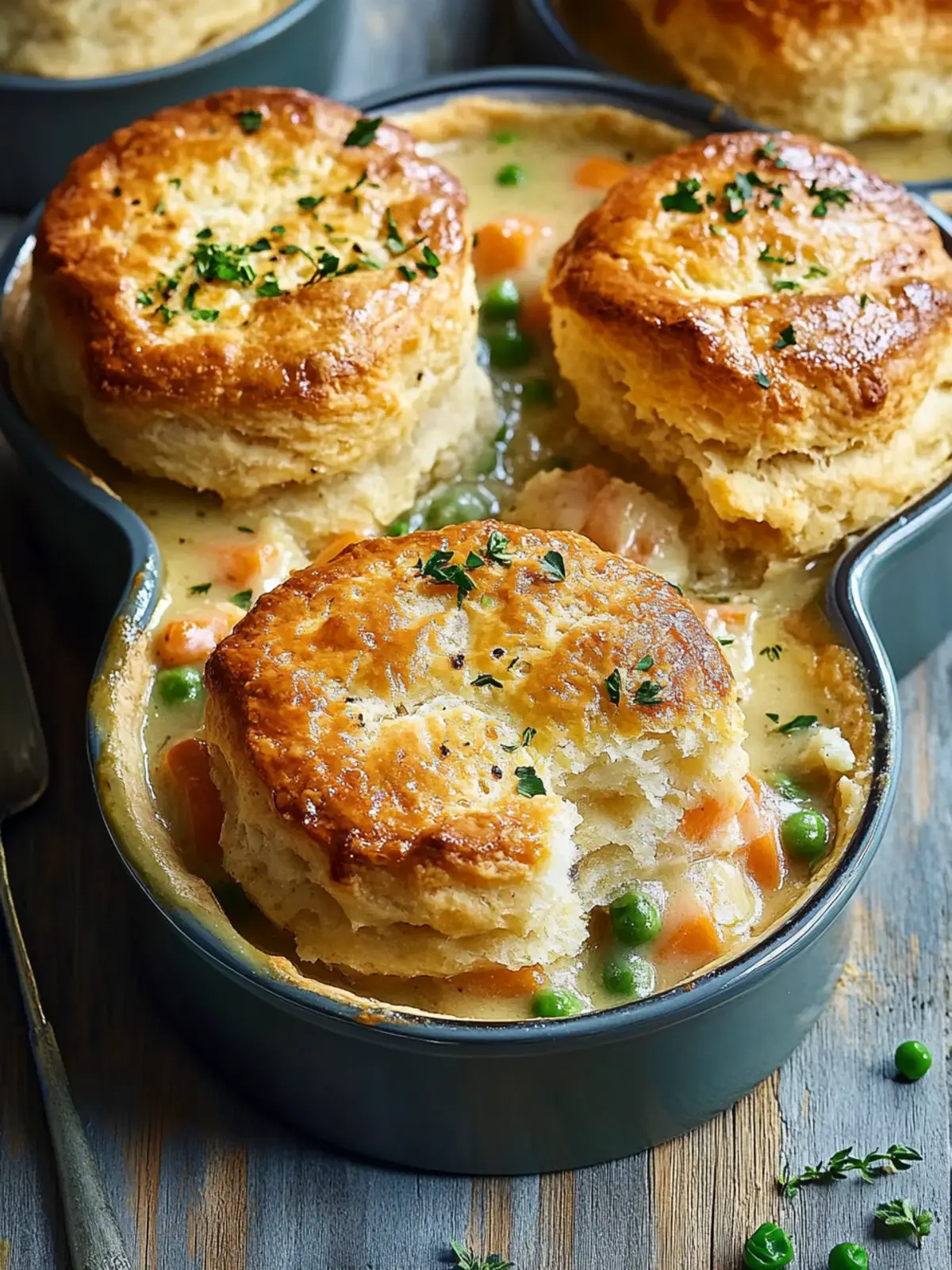 Savory Breakfast Pot Pie with Honey Butter Biscuit
