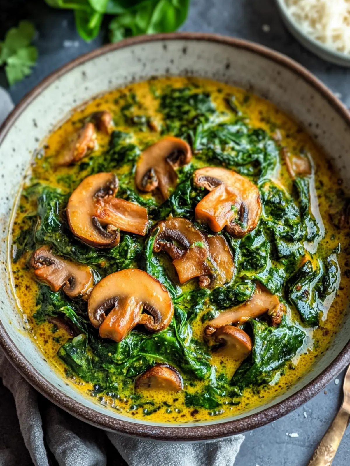 Spinach and Mushroom Curry