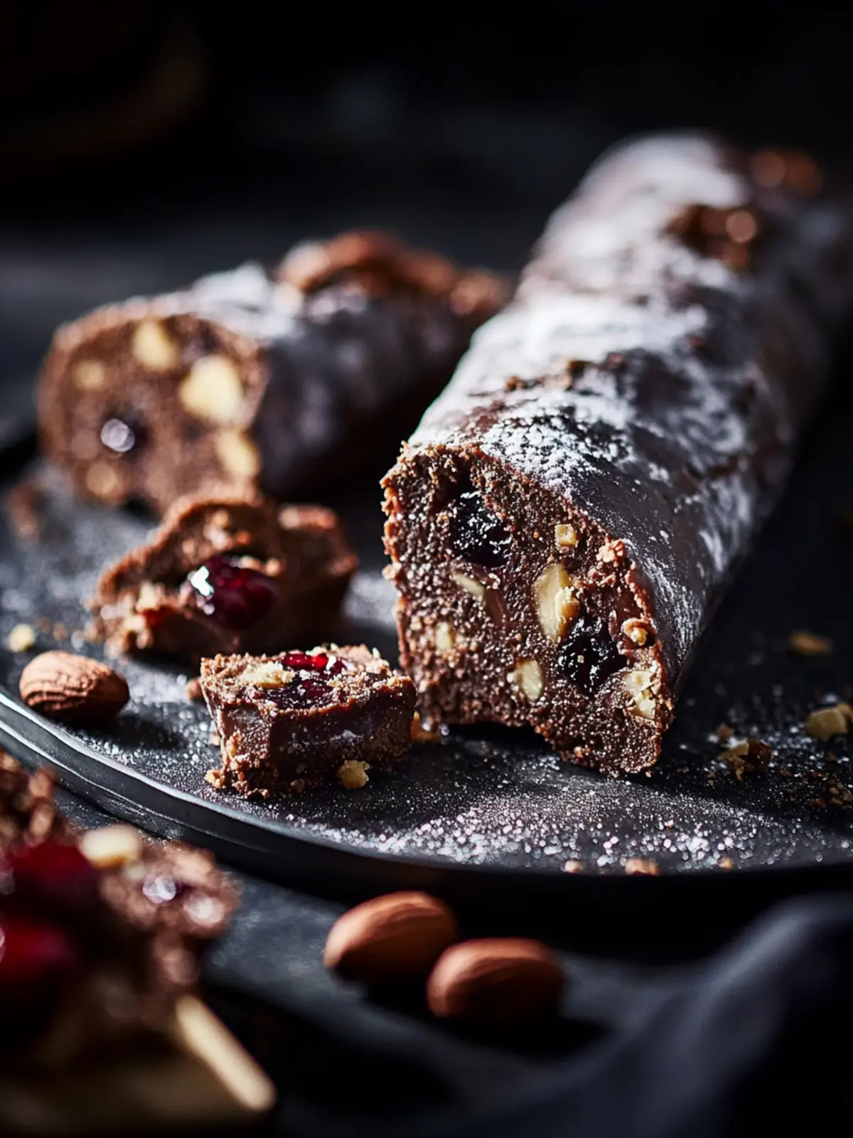 Irresistible Chocolate Peanut Butter and Jelly Munch Salami 3 Chocolate, peanut butter and jelly munch salami