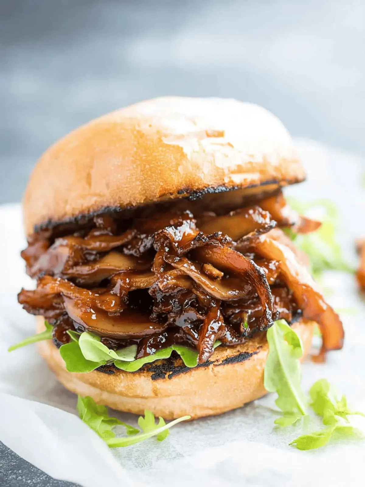 Savory Pulled Shiitake Mushroom BBQ Sandwich Delight 3 Pulled Shiitake Mushroom BBQ Sandwich
