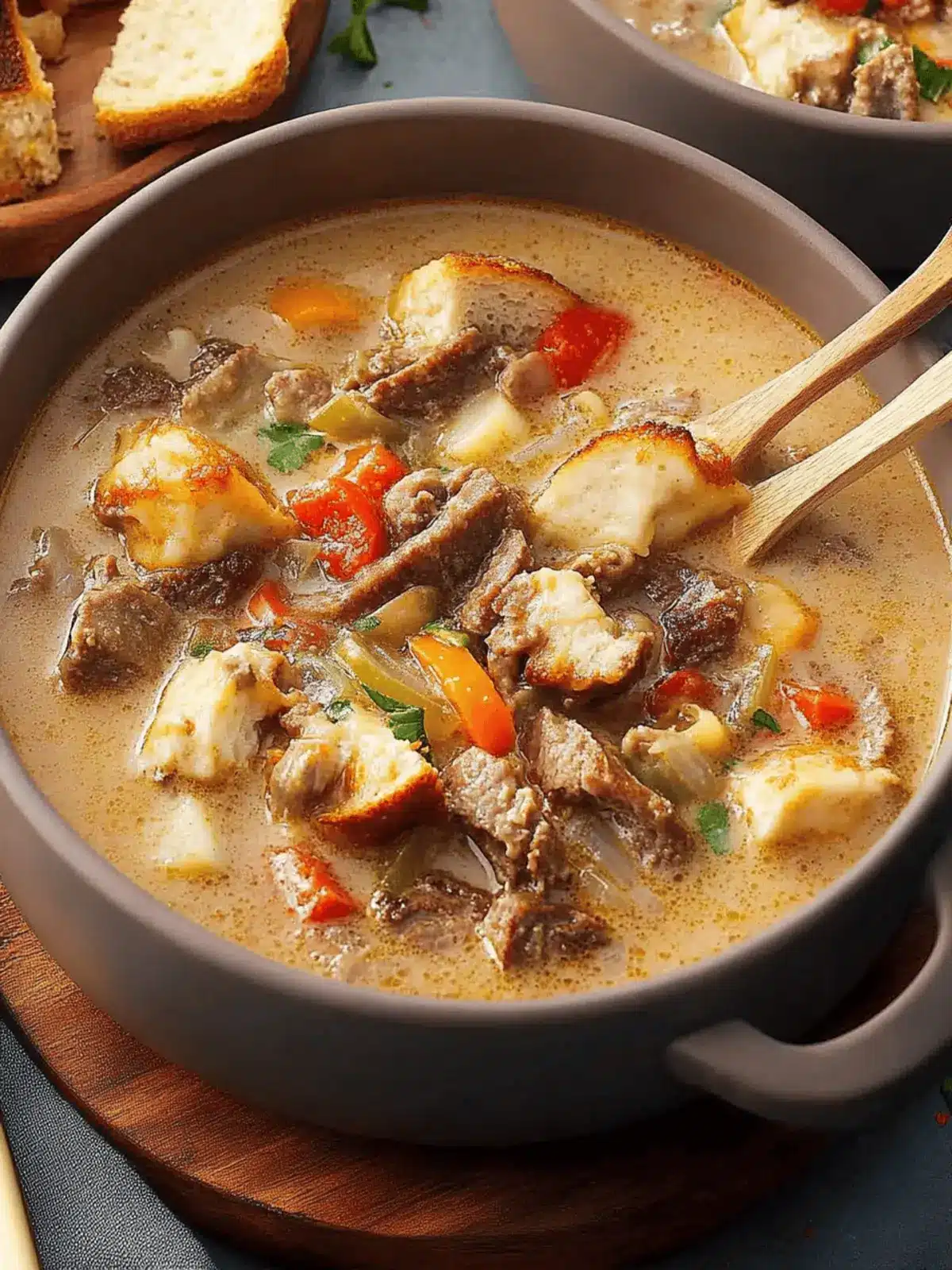 Philly Cheesesteak Soup