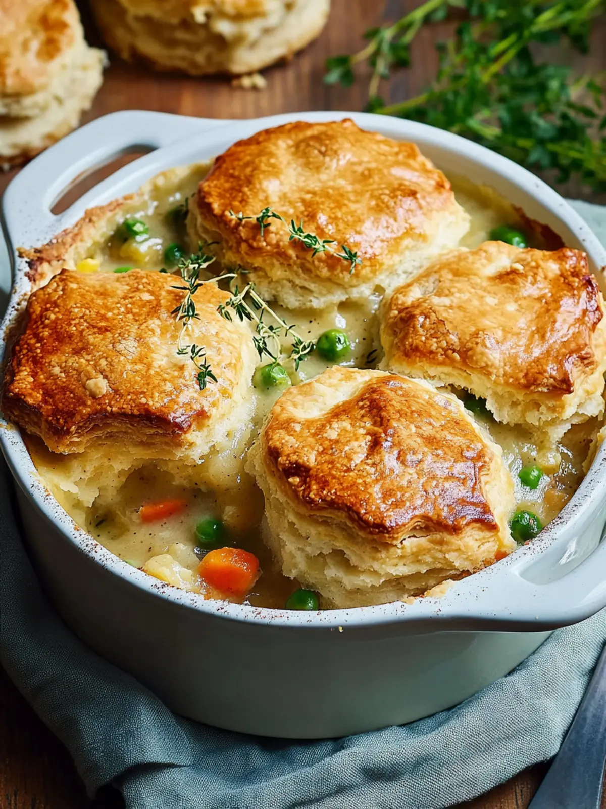 Savory Breakfast Pot Pie with Honey Butter Biscuit