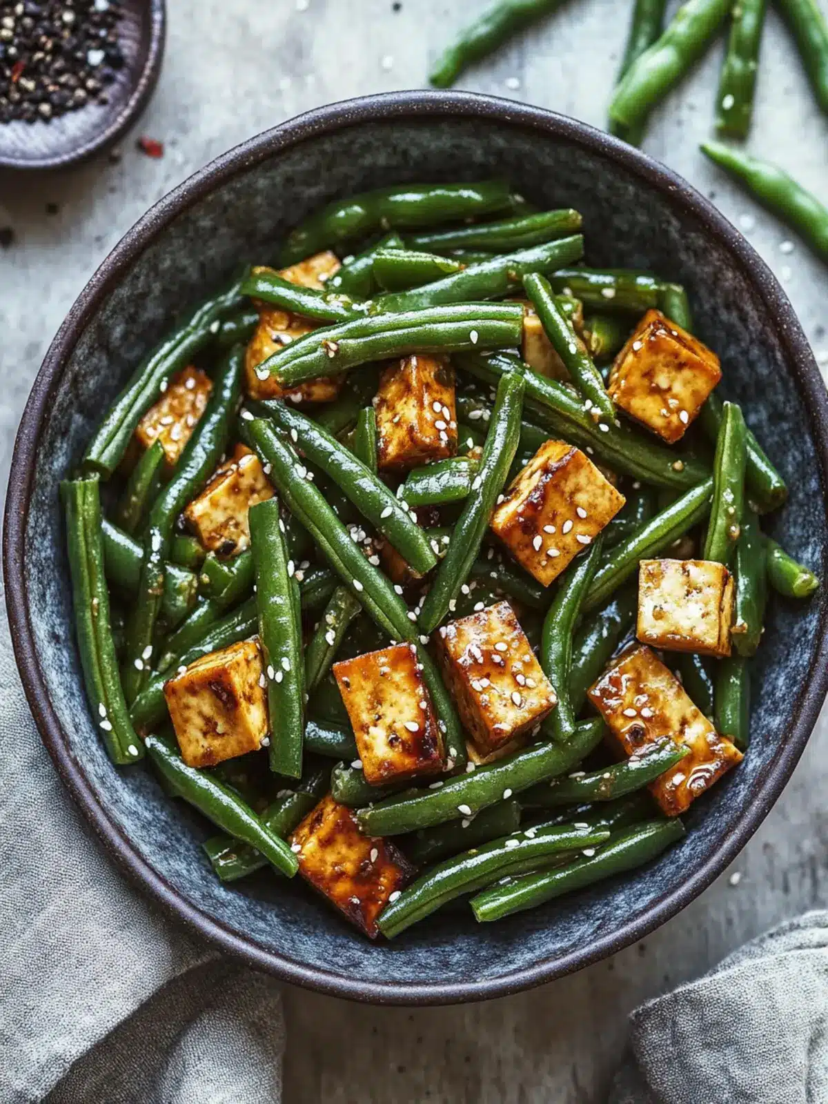 Garlicky Green Beans and Tofu