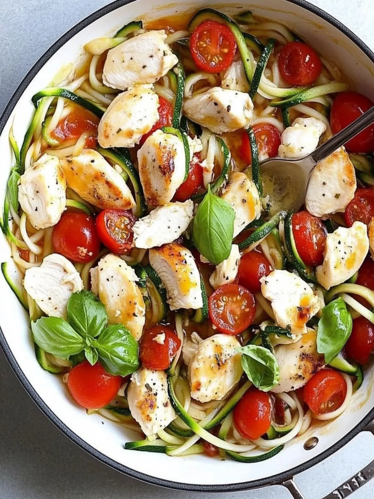Savory Chicken and Zucchini Noodle Caprese for Dinner! 2 Chicken and Zucchini Noodle Caprese