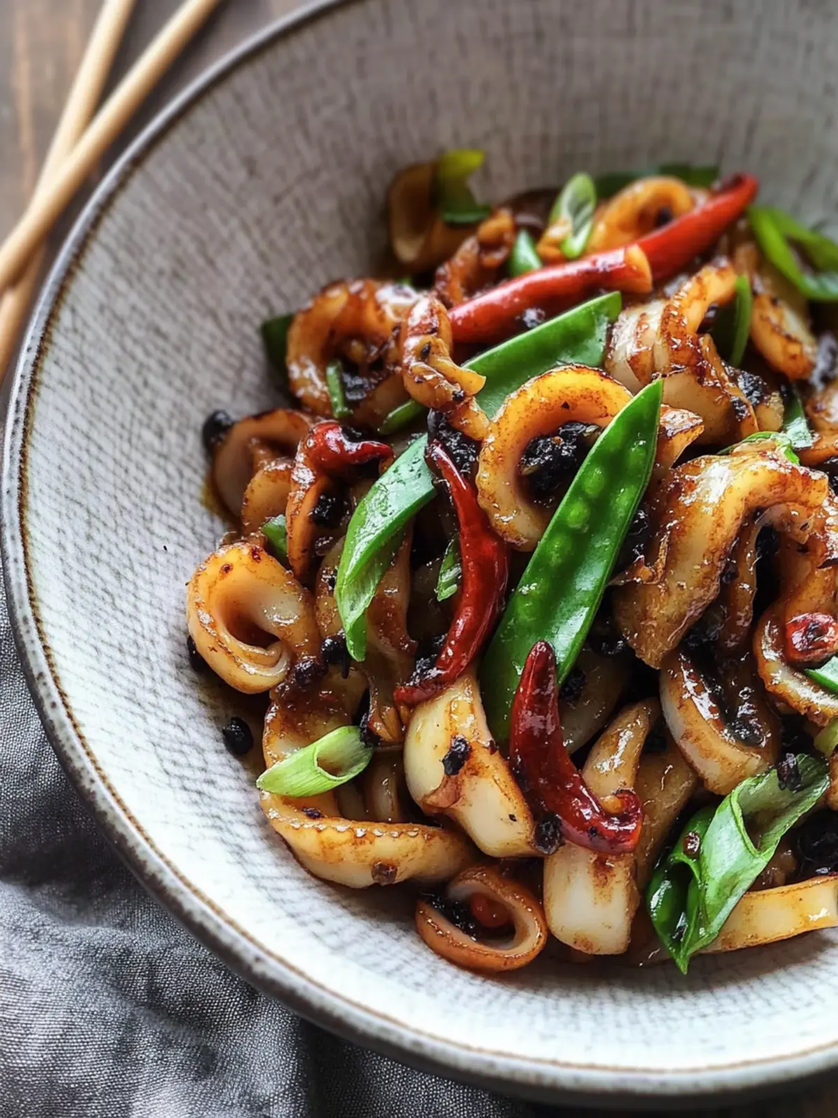 Stir-Fried Squid with Black Bean Sauce