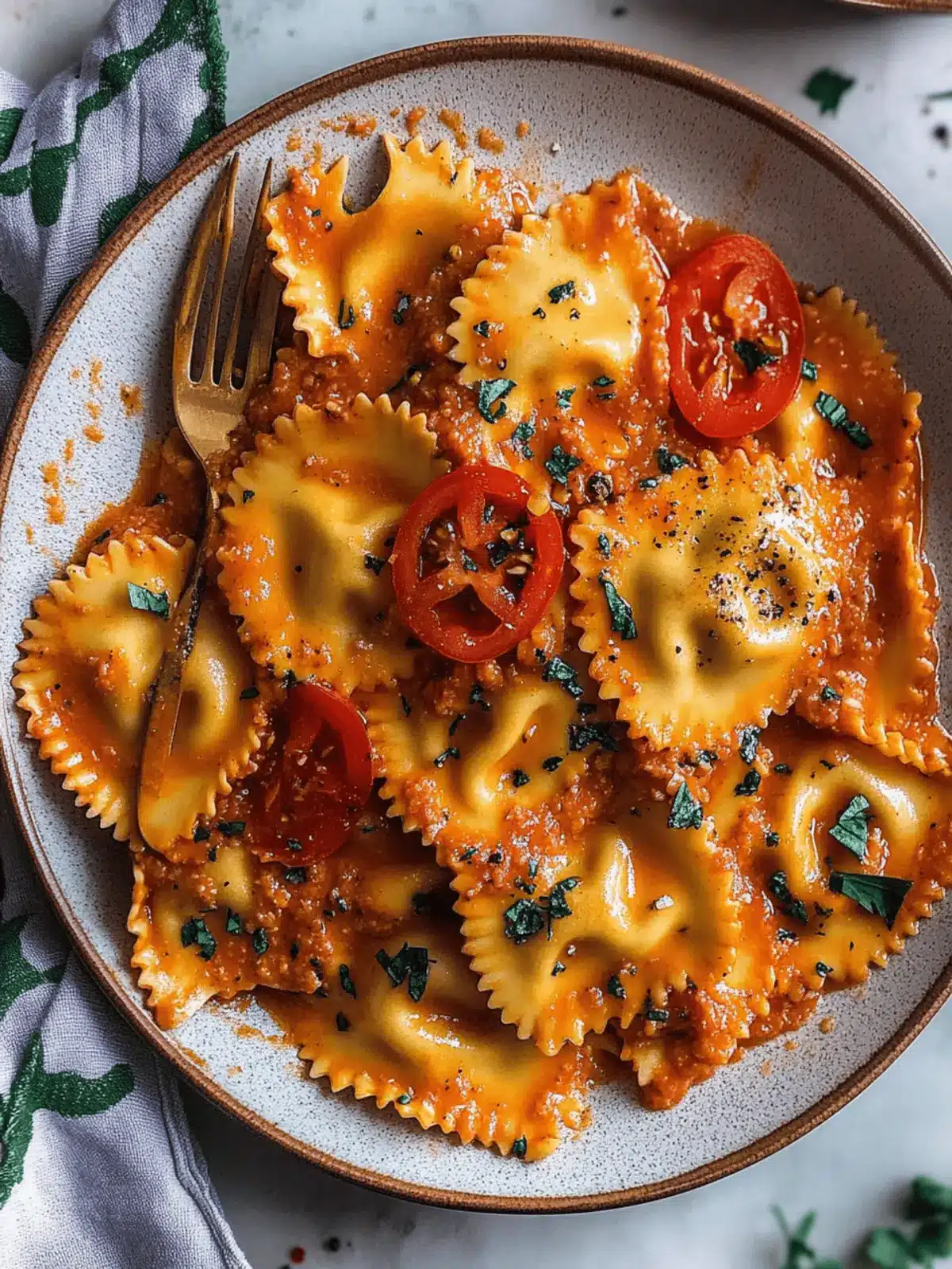 Ravioli With Creamy Harissa Sauce for a Quick Flavor Boost 3 Raviolis With Creamy Harissa Sauce