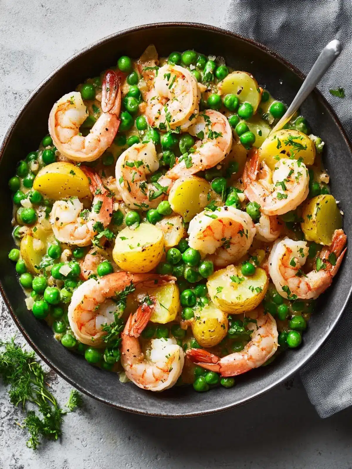 Buttery Shrimp with Peas and Potatoes