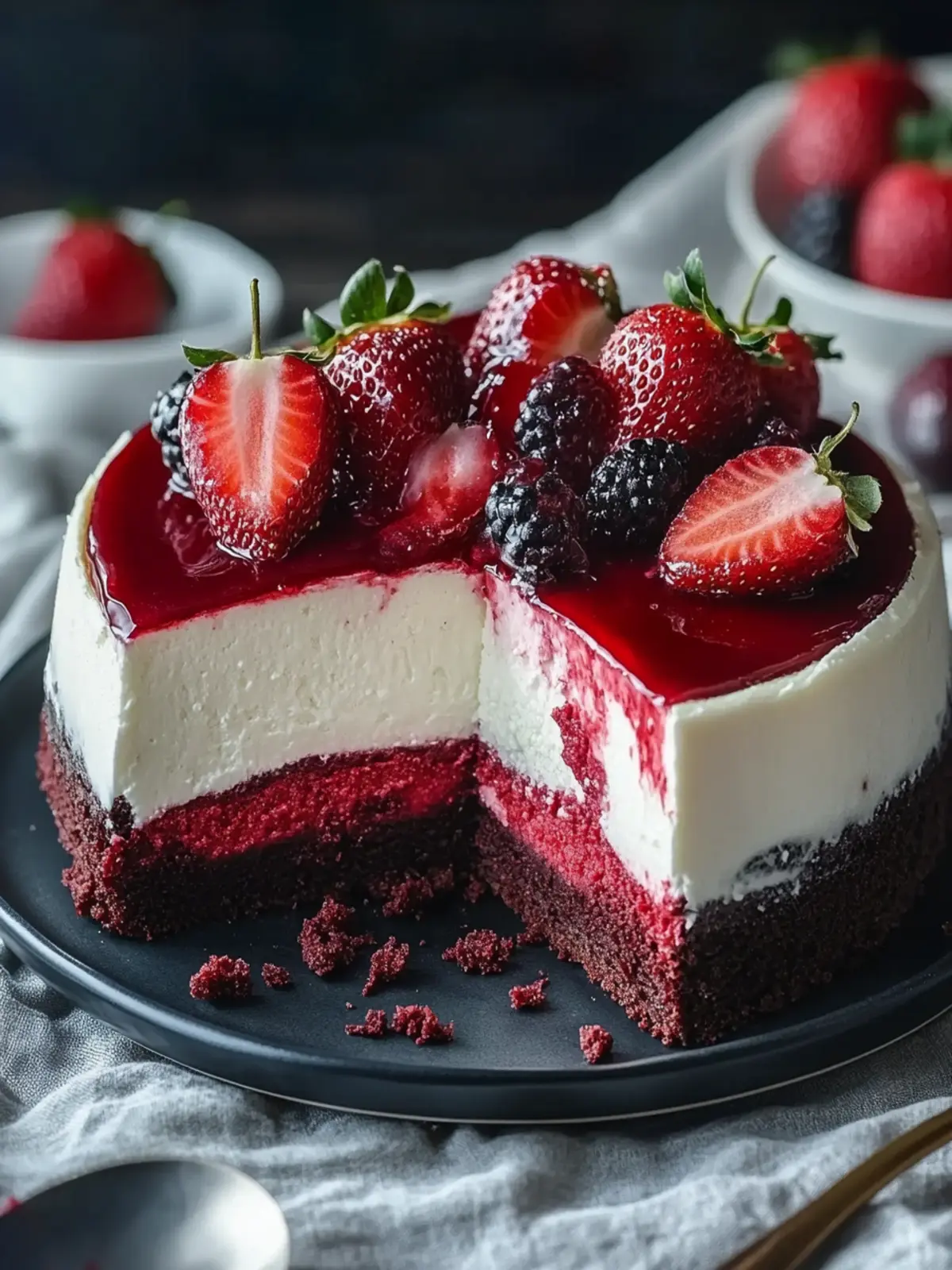 Red Velvet Strawberry Cheesecake