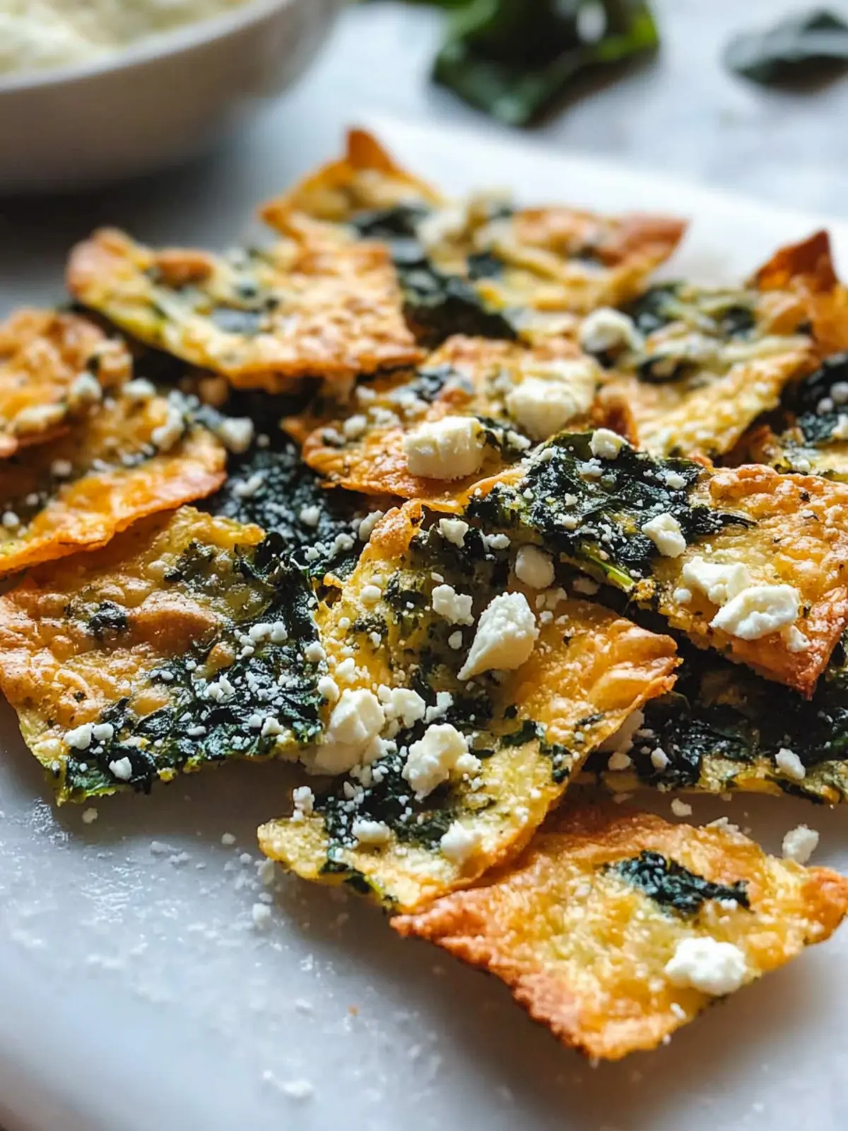 Mediterranean Spinach and Feta Cheese Crisps