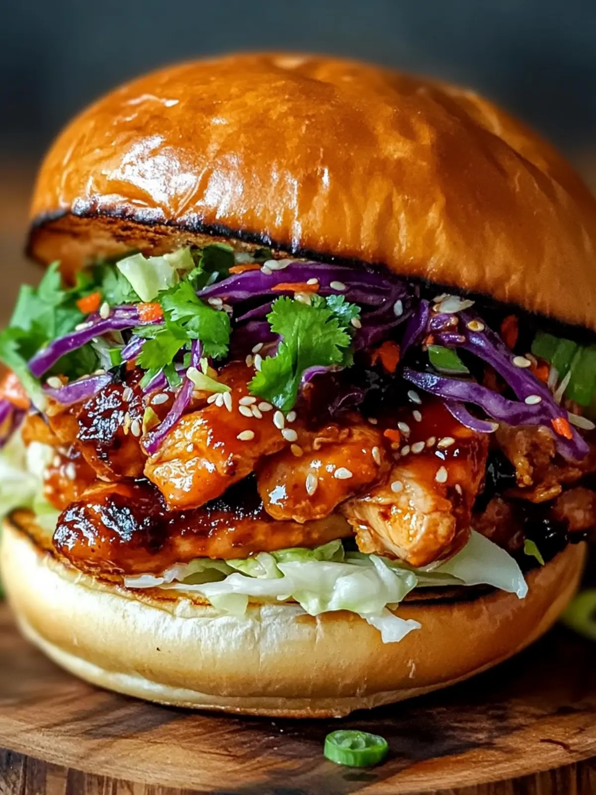 Korean BBQ Chicken Sandwich with Cabbage Slaw